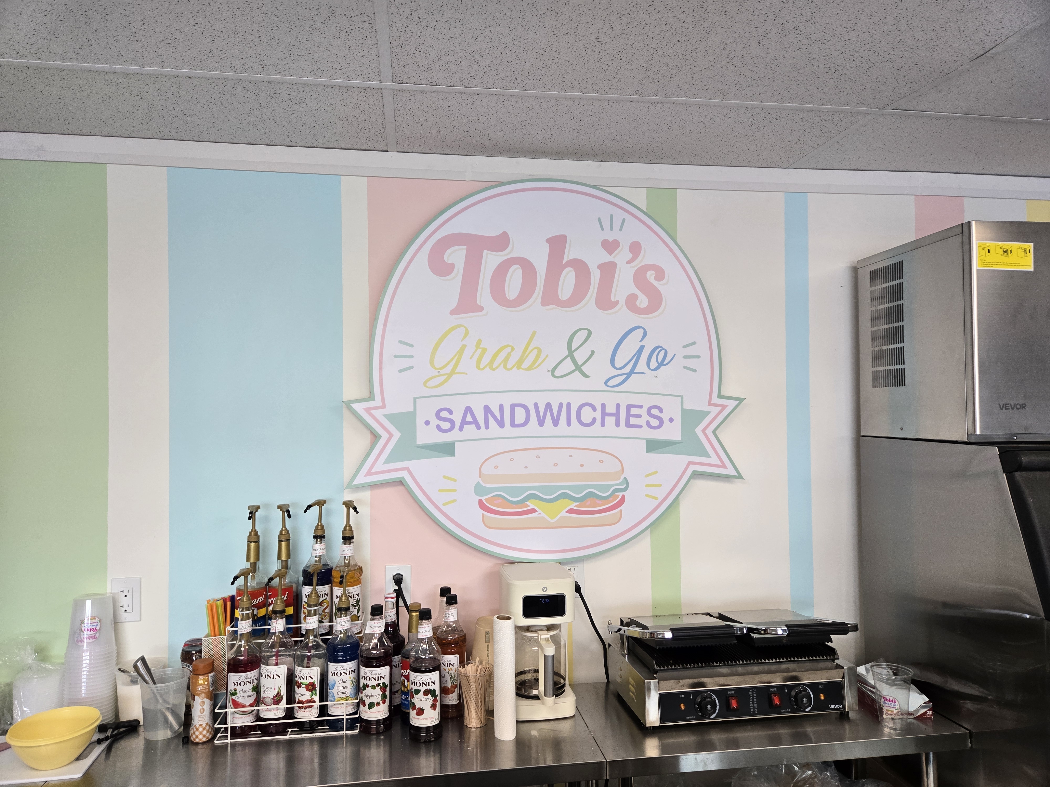 business sign above counter