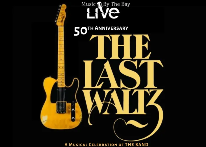 Black background, guitar, name of event in yellow writing