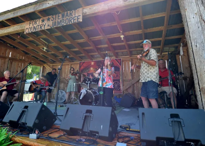 Musicians playing on the Fort Stewart Country Jamboree outdoor stage